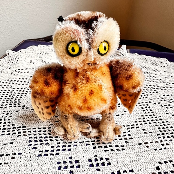 Steiff 1960s Wittie 4” Owl with Green Glass Eyes - Picture 10 of 10